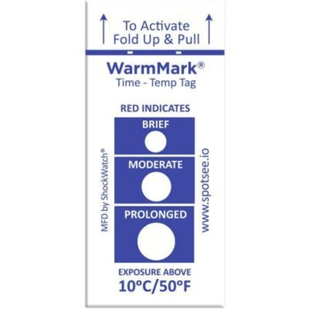 SHOCKWATCH SpotSee„¢ WarmMark® Time Temperature Indicators, 10°C/50°F, 100/Box WM 10/50